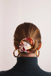 Foulard rouge, vert sapin et ocre I Automne